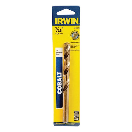 Irwin Irwin 7/16 in. X 5-1/2 in. L Cobalt Alloy Steel Drill Bit Straight Shank 1 pc 3016128